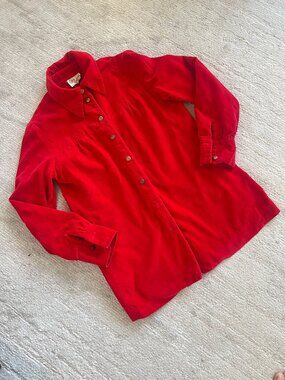 70's Patty Woodard Velveteen Red Shirt Jacket - Size Small